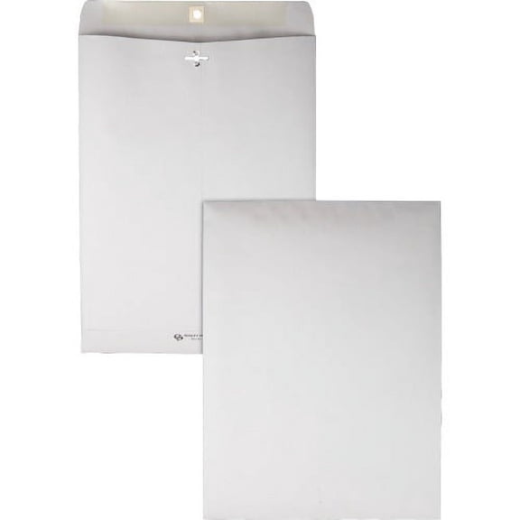 Quality Park Executive Gray Gummed Clasp Envelopes Clasp - #97 - 10" Width x 13" Length - 28 lb - Gummed - Kraft - 100 / Box - Gray