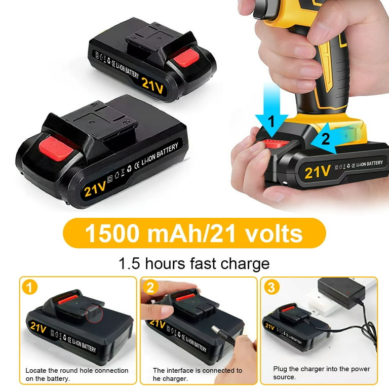 21V Cordless Drill Set, Electric Power Drill 34Pcs with 3/8