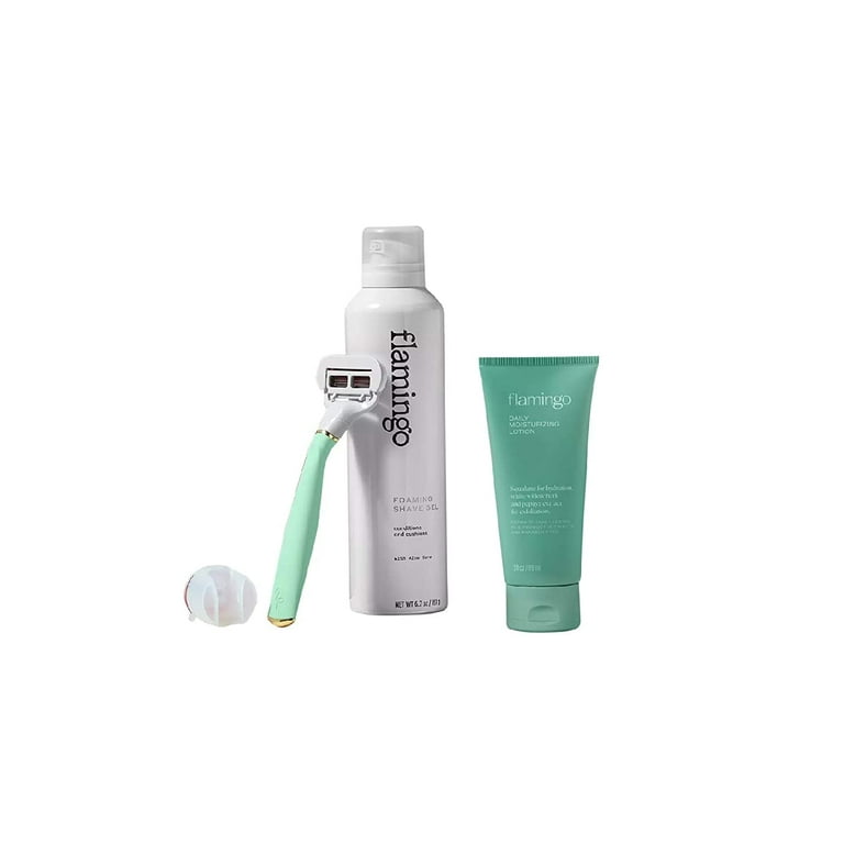 Flamingo Shave Shaver Kit - Mint and Gold Razor Holiday Gift Set