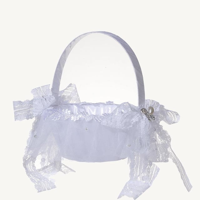 Cesta de boda multiusos Favores de fiesta de Pascua de boda con asa Bolsa de regalo de Cesta de mano Cesta de cintas de románticas para con encaje Macarena Cesta floral de boda