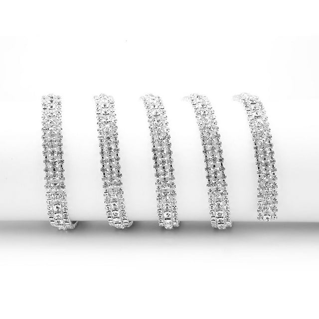 Chaîne de strass en cristal à coudre, 3 rangées, DIY, couleur AB, décoration pour vêtements, accessoires #4 (argent)
