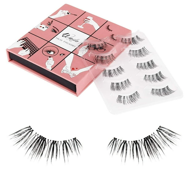 Natural Fake Eyelashes Wenida 5 Pairs 100 Handmade Reusable Accent