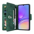 thumbnail image 2 of Allytech Samsung Galaxy A05 Wallet Case with Zipper Pocket, Luxury PU Leather Flip Cover with Card Slots & Wrist Strap, Shockproof Kickstand Magnetic Buckle Protective Case for Women Men, Green, 2 of 15