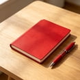 thumbnail image 4 of A5 PU Leather Journal Notebook with Pen Holder, 8.3 X 6.1 Inch Hardcover Notebook, 200 Pages 80GSM Paper Lined Diary, Softcover Planner for Note-Taking, Daily Planning, Work & Business, Red, 4 of 4