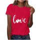 thumbnail image 3 of Pantalones Cortos para las Mujeres Sexy Impreso Suéter Superior, Día de San Valentín Casual Cuello Redondo Blusa Tee, 3 of 6
