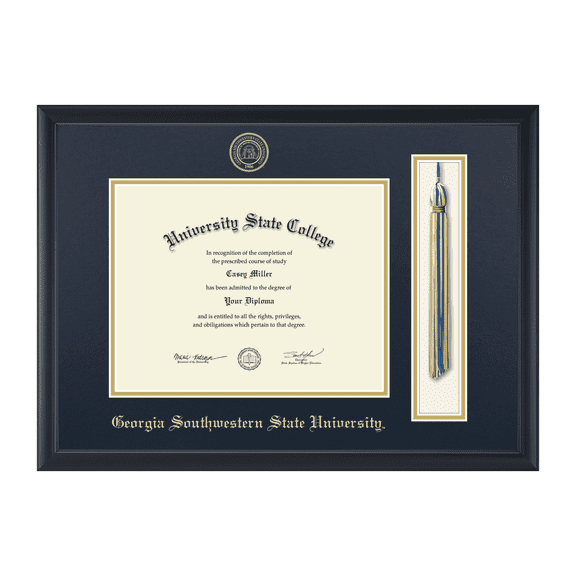 Framerly - GSW Tassel Diploma Frame with Navy and Gold Mat