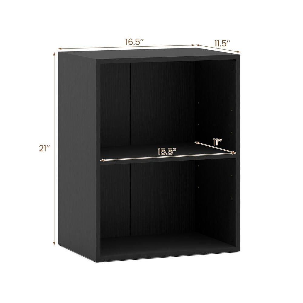 Resenkos 2-Cube Adjustable Bookcase, 5-Position Shelf, Floor Standing, Black