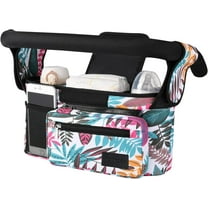 Momcozy Universal Stroller Organizer with Insulated Cup Holder for Newborn & Toddler, Tropical Style