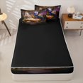 thumbnail image 4 of Metsweet Magic Dragon Zipper Twin Comforter Sets with Fitted Sheet and 2 Pillowcases, Gradient Animal Zipper Bedding Set, Purple Gold Blue,4-Piece,Black Reversible, 4 of 6