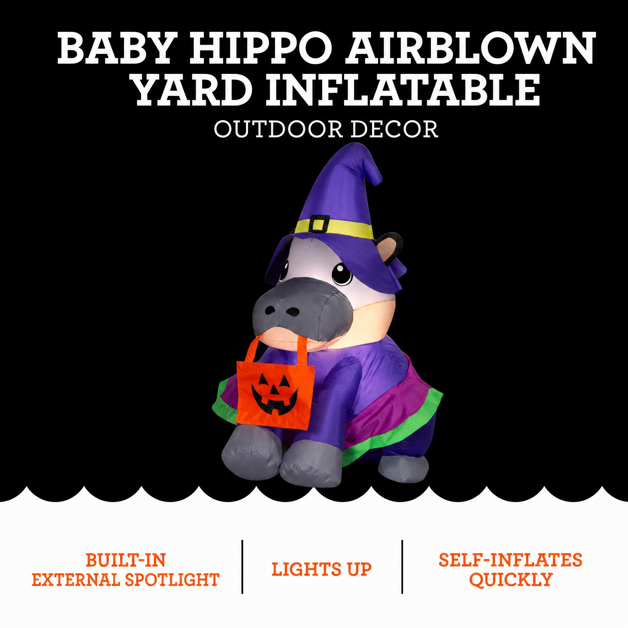 Baby Hippo Airblown Yard Inflatable, Multicolor, 3.5', Halloween by Way To Celebrate