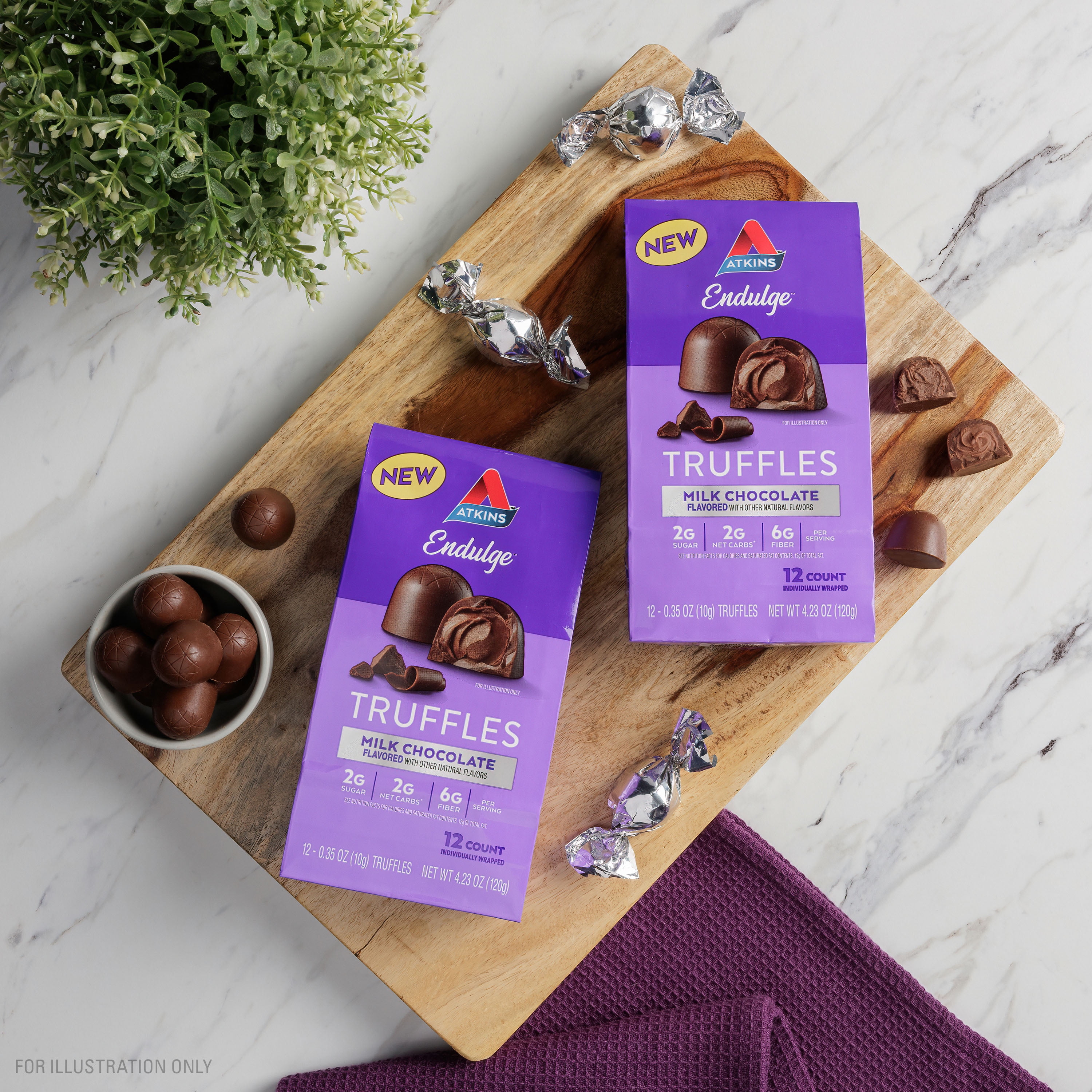 (3 pack) Atkins Endulge Treats, Milk Chocolate Truffles, Low Sugar, Low Carb, Keto-friendly, 12 Count (4pk)