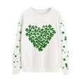thumbnail image 4 of Cadancy St Patrick Shirts for Women Irish Shamrock Heart Graphic Long Sleeve Pullover Sweatshirts Crewneck Casual Loose Tops Fashion Funny Holiday Outfits, 4 of 5