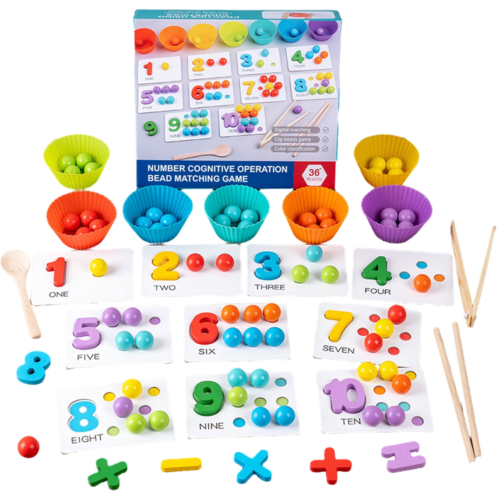 Counting Matching Game Beads | Rainbow Color Sorting Toys | Fine Motor  Skills Learning Toys for Toddlers, Montessori Games for Math Learning -  Walmart.com