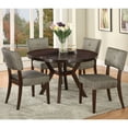 thumbnail image 4 of Set of 2 Grey Padded Dining Side Chairs with Espresso Finish Wooden Legs - Comfortable Upholstered Seat & Back - 36" H x 20" W for Living Room & Dining Room, 4 of 5