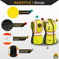 thumbnail image 5 of KwikSafety (Charlotte, NC) QUEEN BEE Premium Safety Vest for Women (HONEYCOMB Design) 9 Pockets Class 2 Custom High Visibility ANSI OSHA Reflective Construction Work with Zipper | Yellow Small, 5 of 6