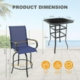 thumbnail image 2 of Twister.CK 3 Piece Outdoor Bistro Sets, Swivel Bar Chairs and Tempered Glass Bar Table Set, All Weather Textile Fabric High Stool, for Lawn, Garden, Balcony, Blue, 2 of 9