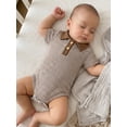 thumbnail image 5 of Loicainy Infant Baby Boy Romper 3 6 12 18 Month Short Sleeve Lapel Collar Stripes Print Bodysuit Newborn Playsuit, 5 of 9