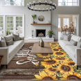 thumbnail image 3 of Vintage Sunflower Large Area Rugs 5x8 ft Hello Summer Floral Wood Grain Washable Rug Non Slip Indoor Carpet Absorbent Floor Mat for Living Room Bedroom Dining Room, 3 of 9