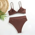 thumbnail image 7 of Gubotare Womens Swimsuits Two Piece High Waisted Tummy Control Bathing Suits Color Block Criss Cross Wrap Front Bikini Sets (Brown,L), 7 of 7