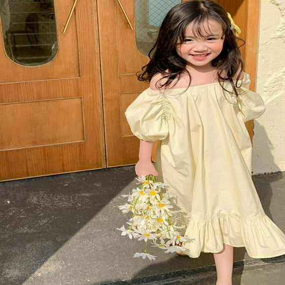 Summer Girls‘ Korean Sweet Ruffle Dress Kids Girls Casual Long Dresses 2-7Years