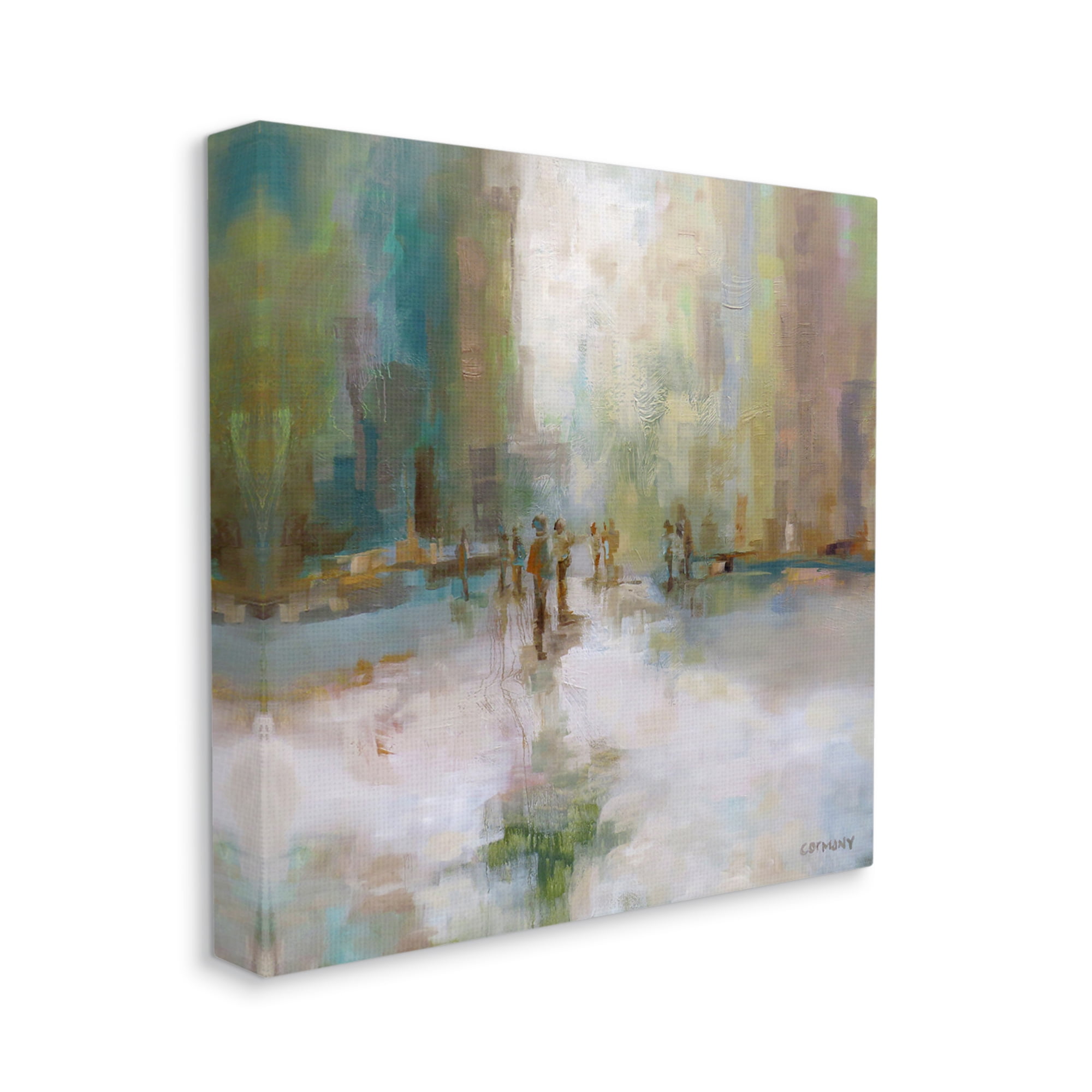 Stupell Industries Impressionist Cityscape Painting Abstract People Street Design Painting Gallery Wrapped Canvas Print Wall Art, Design by Claire Cormany