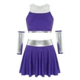 thumbnail image 4 of Sxiwei Womens Halloween Princess Cosplay Costume Sleeveless Metallic Crop Tops with Pleated Skirt Set Purple XXL, 4 of 9