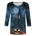 thumbnail image 4 of Uootdi Womens Blouses Three Quarter Sleeve Halloween Graphic Womens Halloween Costume Relax Fit Night Out T Shirt Blouses, 4 of 5