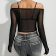 thumbnail image 6 of JGGSPWM Women's Mesh Sheer Tops Off The Shoulder Long Sleeve See Through Shirts Going Out Party Club Outfits Black XXXL, 6 of 8