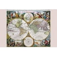 thumbnail image 2 of Valk, Gerard 14x11 Gold Ornate Wood Framed with Double Matting Museum Art Print Titled - Stereographic Map of the World with Classical Illustration, 2 of 4