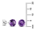 thumbnail image 5 of Gem Stone King 925 Sterling Silver Purple Amethyst Stud Earrings for Women Men (1.50 Cttw, Gemstone February Birthstone, Round 6MM), 5 of 5