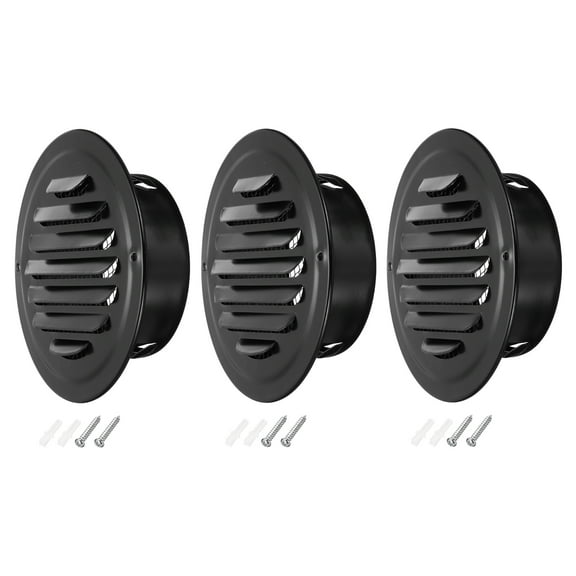 Uxcell Round Soffit Vent, Stainless Steel Wall Vent Grille Cover Exterior Exhaust Louvered Vent Black 4 Inch