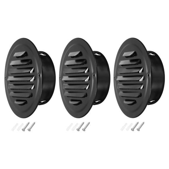 Uxcell Round Soffit Vent, Stainless Steel Wall Vent Grille Cover Exterior Exhaust Louvered Vent Black 4 Inch