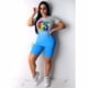 thumbnail image 2 of Conjunto de ropa deportiva para mujer Conjunto de pantalones cortos con top de yoga Camiseta deportiva de manga corta, Azul, XL kenally  AP002243-12, 2 of 7