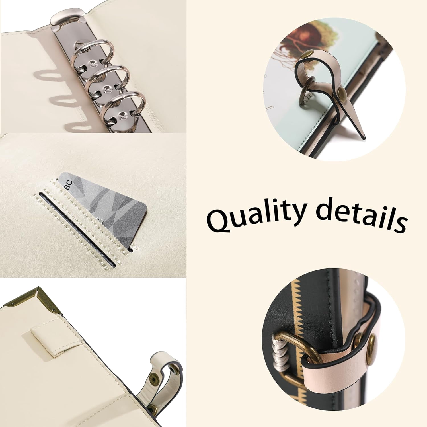 A6 Binder 6 Ring Vegan Leather Refillable Writing Organizer Journal Notebook Gift for Book Lovers