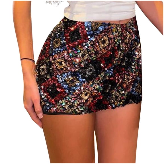 YUGYXL Womens Sparkly Sequins Mini Skirts Low Rise Shiny Glitter Short Skirts Clubwear Party Bodycon Skirt Summer Streetwear Black S