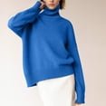 thumbnail image 2 of Lovskoo Sweaters for Women Turtleneck Trendy Casual Wear Long Sleeve High Neck Sweater Blue, 2 of 8