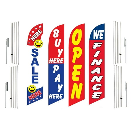 4 Swooper Flags With 4 Pole Kits Sale Here Buy Pay Here Open We Finance