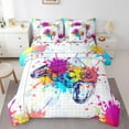 thumbnail image 1 of Erosebridal Literie à Motif de Manette de Jeu Format Double, Ensembles de Literie de Jeu Dessin Animé Format Double, Ensemble de Lit Réversible Aquarelle Moderne, Ultra Doux Décoratif pour la Chambre, 7 Pcs, 1 of 6