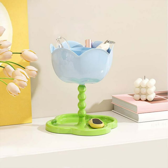 Birdeem Modern Floral Entryway Storage Rack,Double Layer Plastic Key Organizer with Easy Tool-Free Assembly,Versatile Home Decor Shelf for Living Room,Bedroom,Bathroom and Kitchen