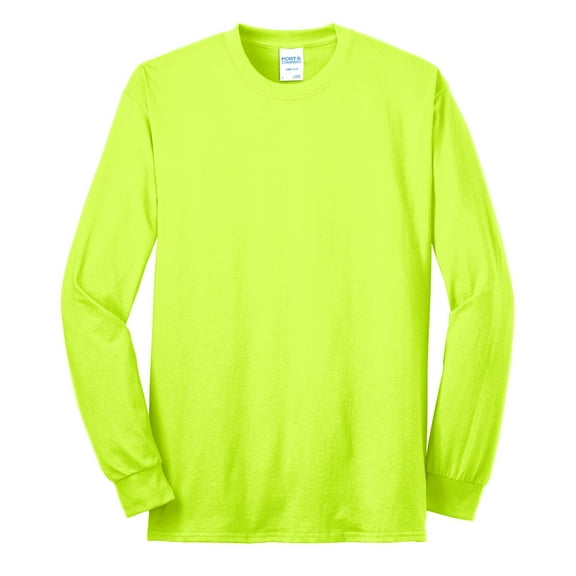Port & Company Tall Long Sleeve 50/50 Cotton/Poly TShirt (PC55LST) Safety Green, 4XLT