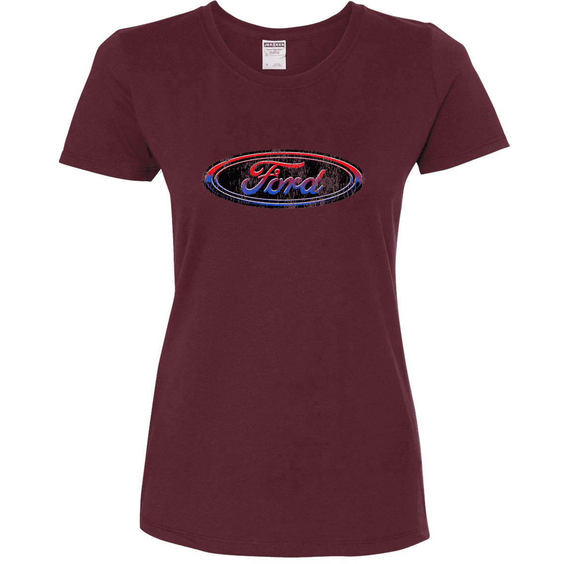 80S ナス紺 USA Ford フォード JERZEES 企業ロゴ Tシャツ Ford Distressed USA Red White and Blue Tough Logo Cars and