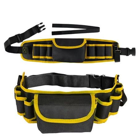 Wallpaper Decoration Hardware Electrical Woodworking Maintenance Tool Belt – with Multiple Storage Pockets Adjustable Waistband Yellow Trim – for DIYers Professional Craftsmen Home Improvement R