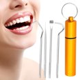 thumbnail image 4 of Tooth Care Tooth Cleaning 4Pcs Stainless Steel Tooth Hygiene Kit Tooth Tooth Scraper Probe Tweezers Tool, Household Toothpicks 8.8*1.7*1.7cm, 4 of 9