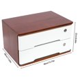 thumbnail image 3 of 2 Tiers Wooden Desktop Storage Box with 2 Lockable Drawers Office Supplies Flat File Cabinet for Office Study Desk Front Desk (Walnut White, 2 drawers), 3 of 23