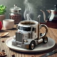 thumbnail image 4 of Semi Trailer Truck Coffee Mug - Stainless Steel Handmade Creative Car Shaped Cup with Lid, 16oz Travel Tumbler for Truck Drivers, Valentines Day Gift, Birthday| For Coffee Lovers on the Road, 4 of 6