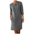 thumbnail image 1 of Robes pour Femmes Robe Décontractée à Manches Longues Couleur Unie Pull Ample Noir L, 1 of 5