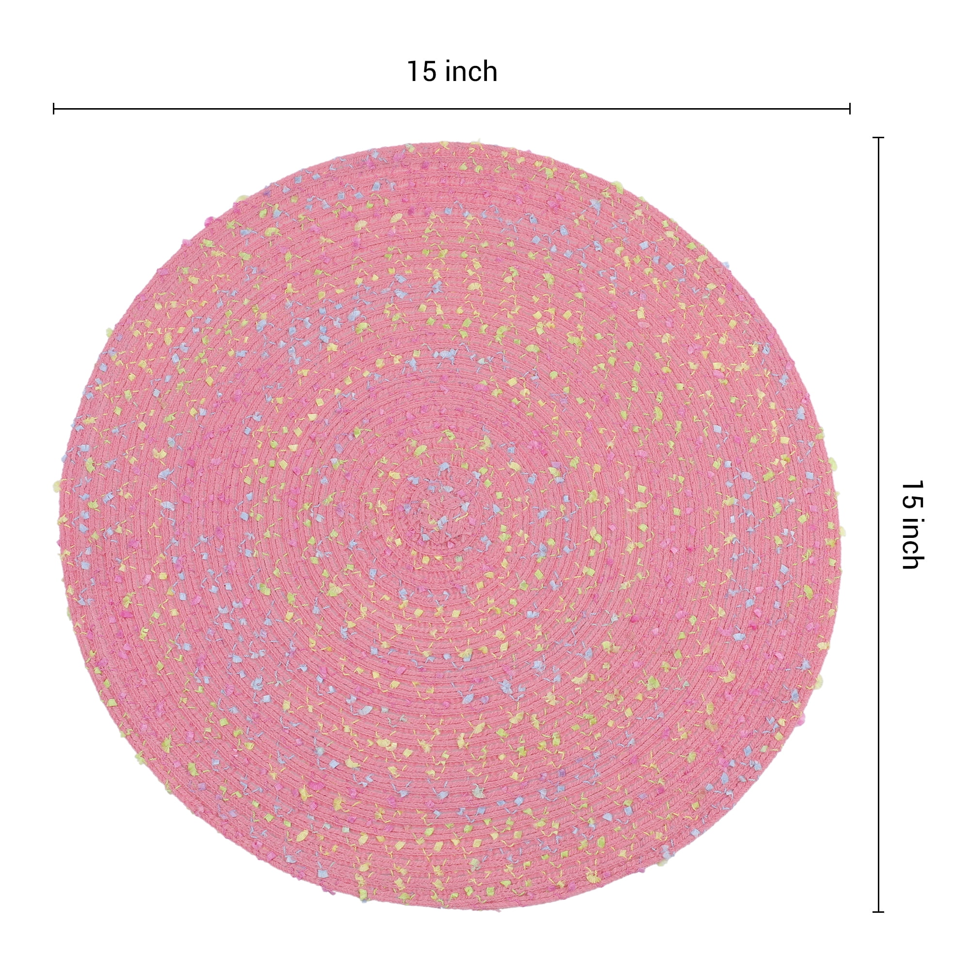 Unique Bargains Rustic Set of 6 Round Placemats for Dining Table Decor Pink