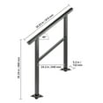 thumbnail image 2 of KFFKFF Outdoor Handrail 165lbs Load Handrail Aluminum Outdoor Stair Handrail 36"x 35" Outdoor Stair Railing Transitional Range from 0 to 50 Staircase Handrail Fits 2-3 Steps, 2 of 8