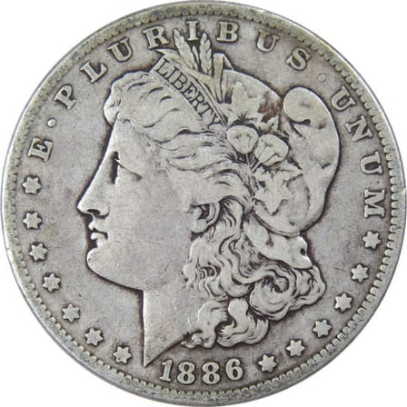 1886 Morgan Dollar F Fine 90% Silver $1 US Coin Collectible
