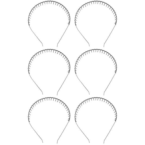 VANIDO 6pcs Unisex Black Wave Metal Teeth Comb Hair Headband Hairband Hair Accessory
